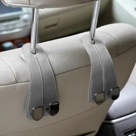 Adorila Lan2019002 Car Seat Headrest Hooks - Vegan Leather 1 Count Pack Of 2 Grey