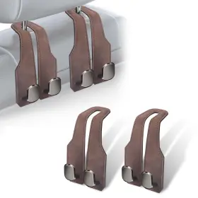 Atfivoy 705735261190 2pcs Car Headrest Hooks With Premium Leather Stylish Brown