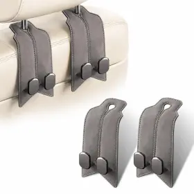 Atfivoy 705735261213 2pcs Car Headrest Hooks With Premium Leather Classic Gray Atfivoy 705735261213 2pcs Car Headrest Hooks With Premium Leather Classic Gray