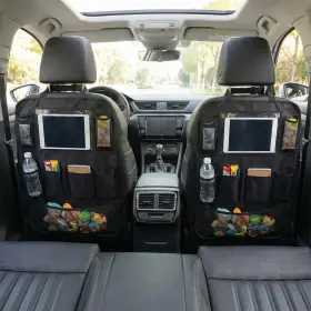 Craedli Craedli-cre-061 Car Backseat Organizer Oxford Cloth Auto Seat Kick Mats 2pcs Black