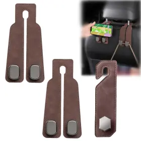 Gcftiff 0911 3pcs Car Seat Back Hook Leather Organiser Hooks Universal Brown Gcftiff 0911 3pcs Car Seat Back Hook Leather Organiser Hooks Universal Brown