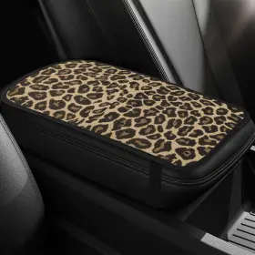 Hqrnyp Qph9414 Leopard Print Console Armrest Cover Universal Car Cushion Pad Gold