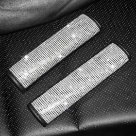 Jaxiria 796358260776 Bling Seat Belt Shoulder Pads Cover 24cm / 9.5inch Silver
