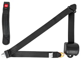 Jegs 4011000rp 3-point Retractable Seat Belt Black With Push-button Latch Red