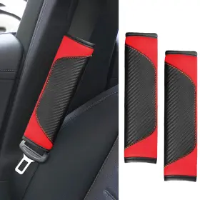Ongfuwu On-115-bssp 2pcs Car Seat Belt Cover Pad Soft Carbon Fiber Leather Seatbelt Shou