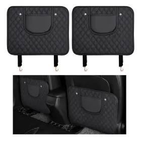 Suvnie Suvnie-1285km 2 Pcs Car Kick Mats Leather Back 17.73 13.98 Inches Black &