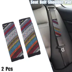 747709433608 X-AUTOHAUX Linen Car Interior Seat Belt Pad Mat