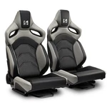 Reclinable Pvc Black-grey Dark Knight Series Racing Seats Pair W/sliders. Fixed Price $430.00.