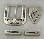 Sterling & Abalone Mexico 4pc Belt Buckle Set W/end Slides. Fixed Price $249.99.