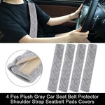 4 Pcs Plush Gray Car Seat Belt Protector Shoulder Strap Seatbelt Pads Covers. Fixed Price $18.99.