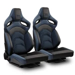 Reclinable Pvc Black-blue Dark Knight Series Racing Seats Pair W/sliders. Fixed Price $430.00.